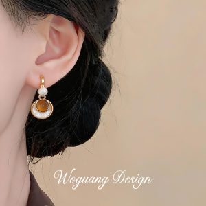 18k genuine gold electroplated pearl round ear pin3