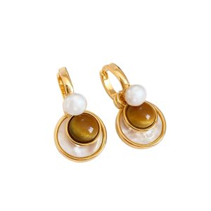 18k genuine gold electroplated pearl round ear pin4