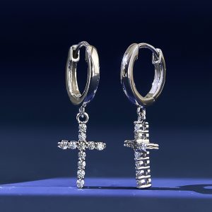 cross shaped earrings with sapphire pendants2