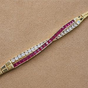 double row interlaced ruby colored zircon bracelet2