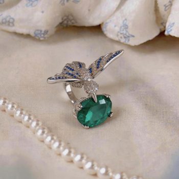 flash zirconium small bird oval ring1
