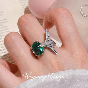 flash zirconium small bird oval ring2