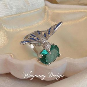 flash zirconium small bird oval ring4