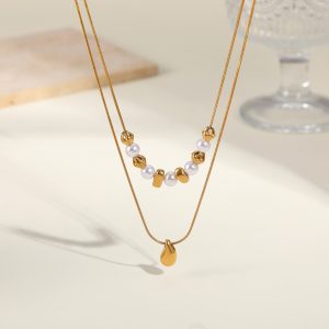 golden pearl waterdrop pendant1