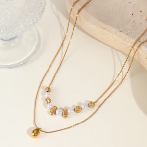 golden pearl waterdrop pendant2