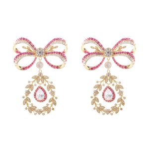 hollowed out butterfly shaped wheat ear zircon earrings2