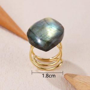 natural shimmer stone personality ring4