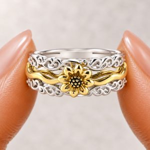 personalized two color flower ring4