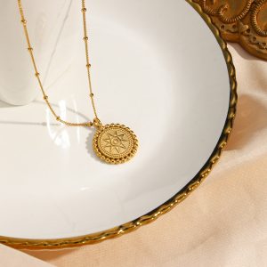 retro star disc pendant necklace2
