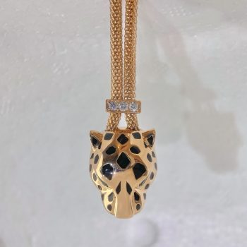 rose gold leopard head necklace in black color2