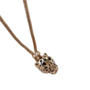 rose gold leopard head necklace in black color3