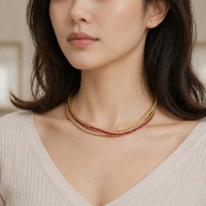 ruby colored zircon necklace3