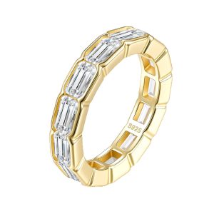 s925 pure silver d color emerald cut engagement ring
