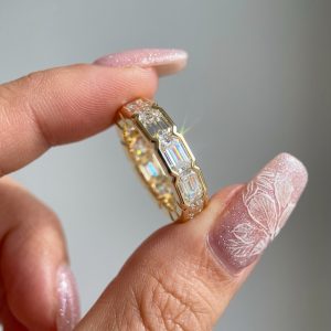s925 pure silver d color emerald cut engagement ring3