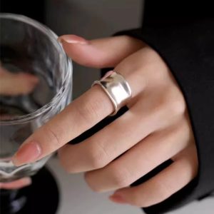 s925 pure silver wide matte irregular ring1