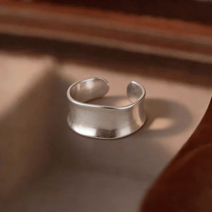 s925 pure silver wide matte irregular ring3