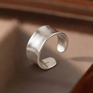 s925 pure silver wide matte irregular ring4