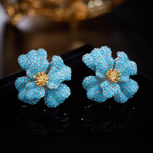 set with blue turquoise and tea flower stud earrings2