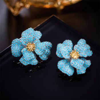 set with blue turquoise and tea flower stud earrings3