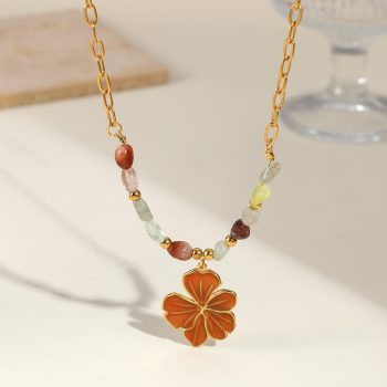 simple flower 18k gold necklace