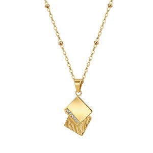 simple and luxurious golden geometric necklace3