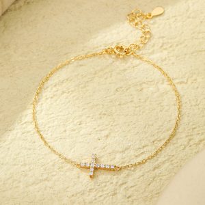 simple diamond encrusted cross bracelet2