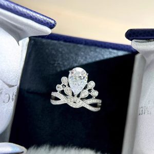 waterdrop shaped crown heron feather ring4