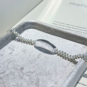 white crystal soft light hand accessory silver bead bracelet1