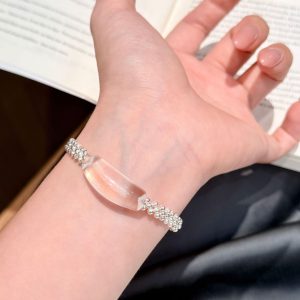 white crystal soft light hand accessory silver bead bracelet2