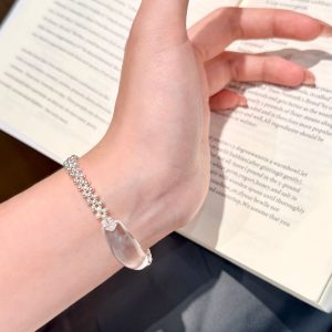 white crystal soft light hand accessory silver bead bracelet3